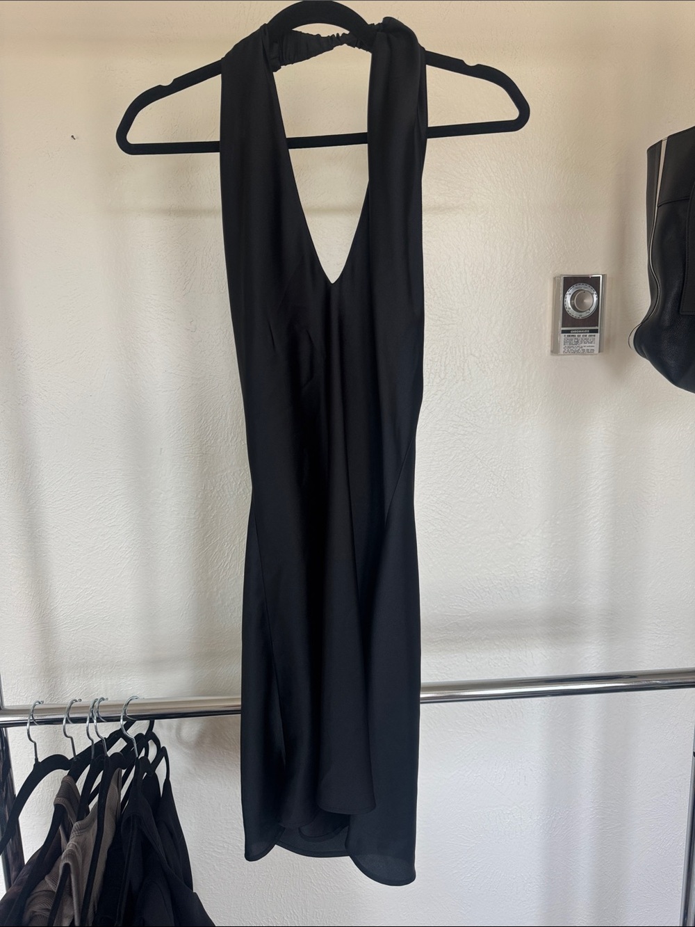 Black Halter V-Neck Women's Dress